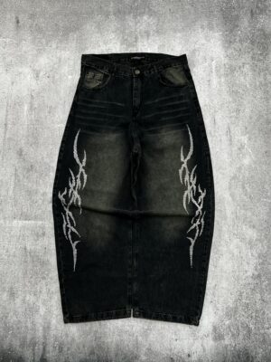 Jean baggy con strass