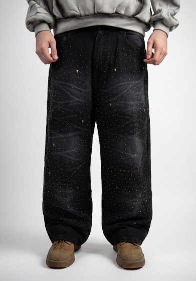 Jean Baggy Black "Strass"